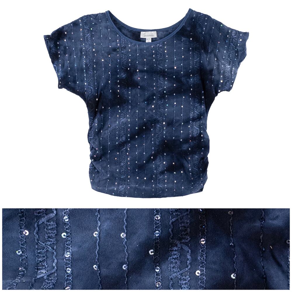 Y2K DressBarn Celestial Baby Tee Top Women PS Navy Blue Whimsigoth Fairy